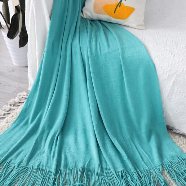 SOGA 2X Teal Acrylic Throw Blanket - Image 7