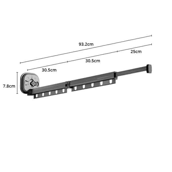 SOGA 93.2cm Wall-Mounted Clothing Dry Rack Retractable Space-Saving Foldable Hanger - Image 4