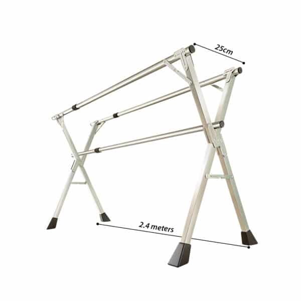 SOGA 2.4m Portable Standing Clothes Drying Rack Foldable Space-Saving Laundry Holder 3 Poles - Image 2