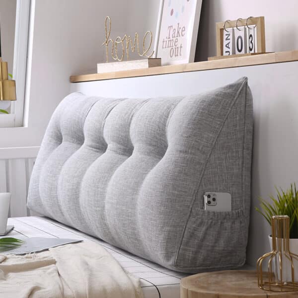 SOGA 100cm Silver Triangular Wedge Bed Pillow Headboard Backrest Bedside Tatami Cushion Home Decor - Image 4