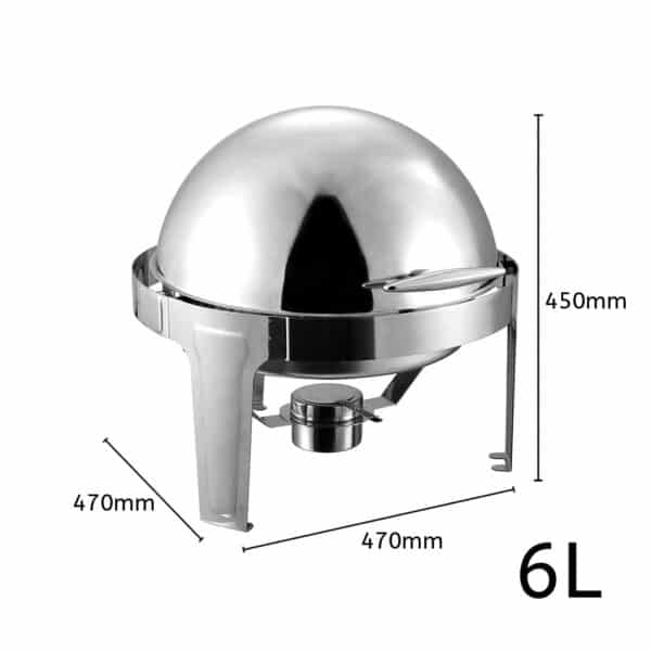 SOGA 2X 6L Chafing Dish Round Roll Top - Image 5