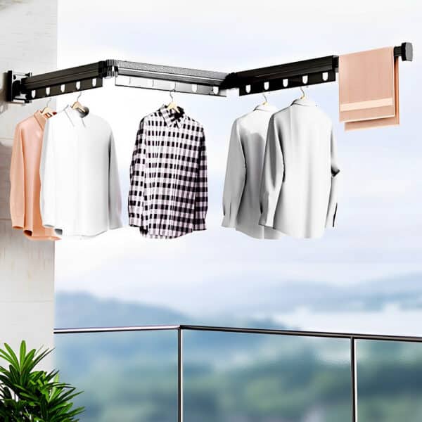 SOGA 127.5cm Wall-Mounted Clothing Dry Rack Retractable Space-Saving Foldable Hanger - Image 6