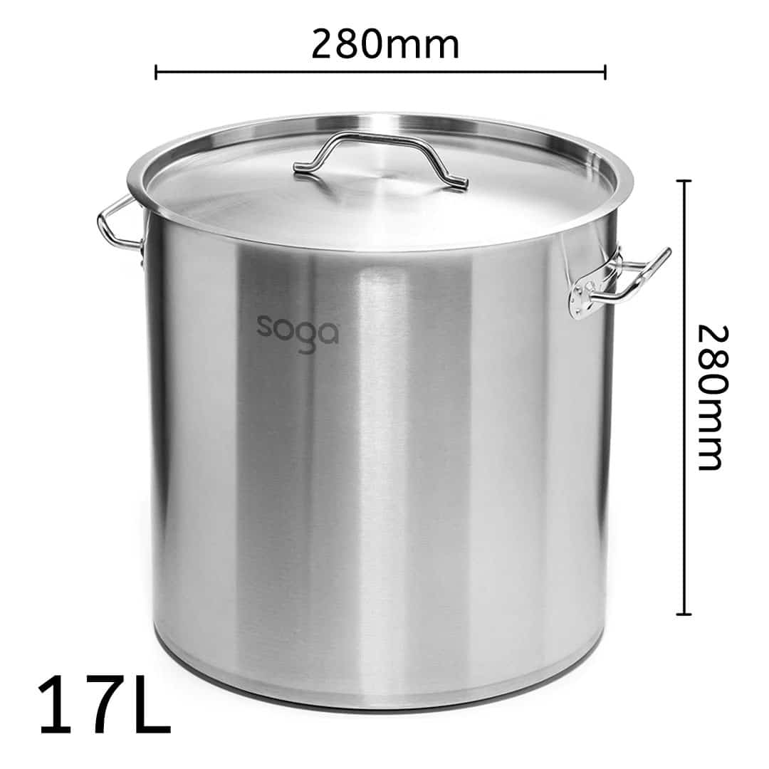 SOGA Stock Pot 17L Top Grade Thick Stainless Steel - Image 2