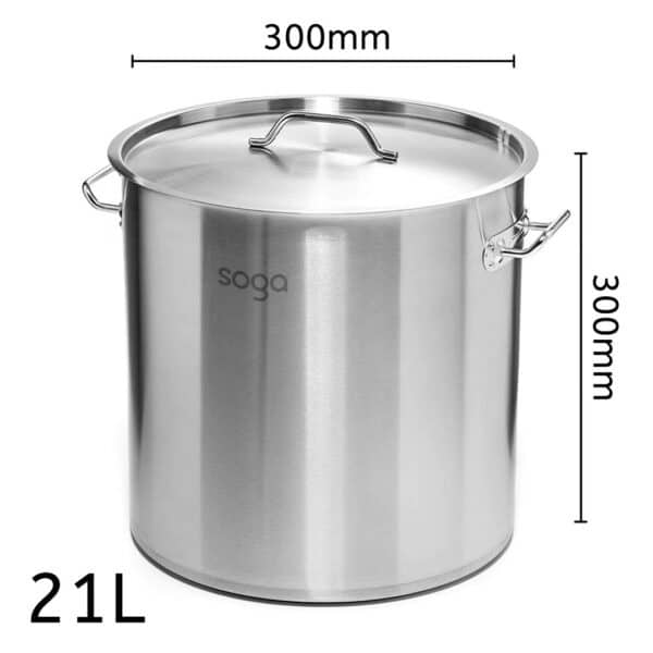 SOGA Stock Pot 21L Top Grade Thick Stainless Steel Stockpot 18/10 - Image 4