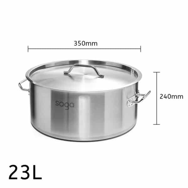 SOGA Stock Pot 23L Top Grade Thick Stainless Steel Stockpot 18/10 - Image 8
