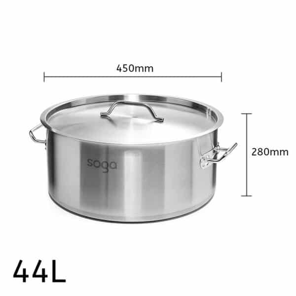 SOGA Stock Pot 44L Top Grade Thick Stainless Steel Stockpot 18/10 - Image 5