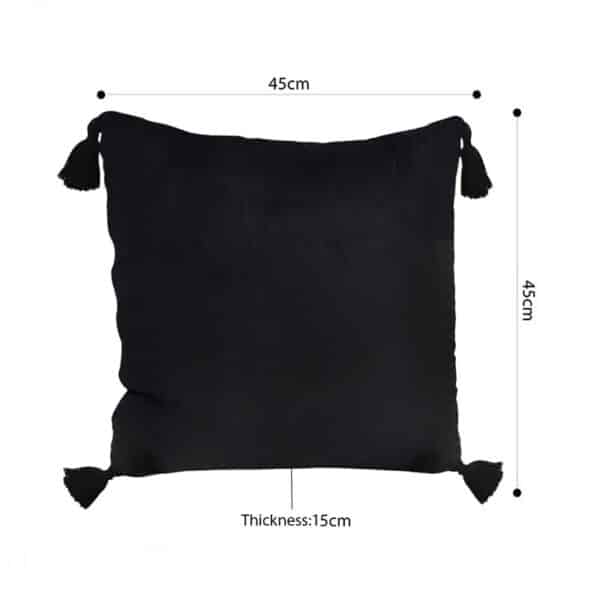 SOGA 45X Black Vintage Butterfly Pillow Tassel Velvet Square Throw Pillow - Image 5