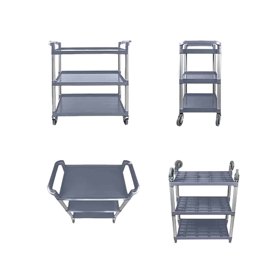 SOGA 2X 3 Tier Food Trolley Portable Kitchen Cart Gray - Image 6