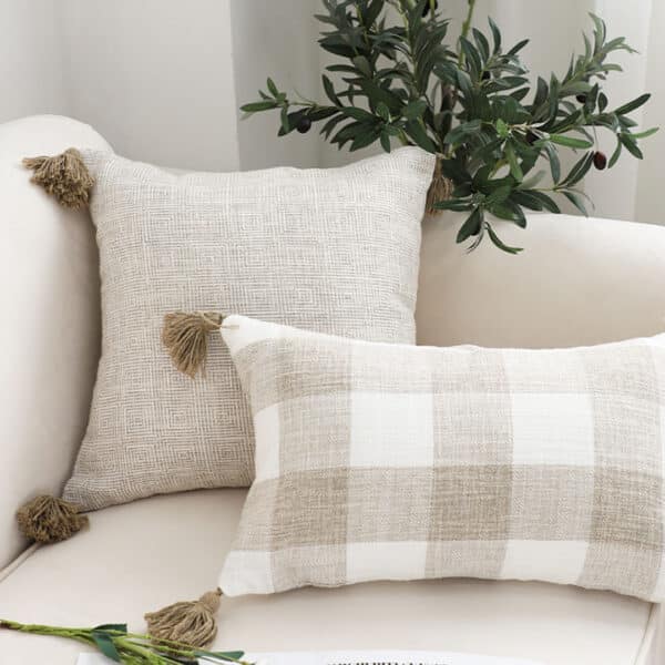 SOGA 2X 50cm Beige Pillow Luxurious Rib Knit Ribbed Cotton Throw Pillow - Image 2