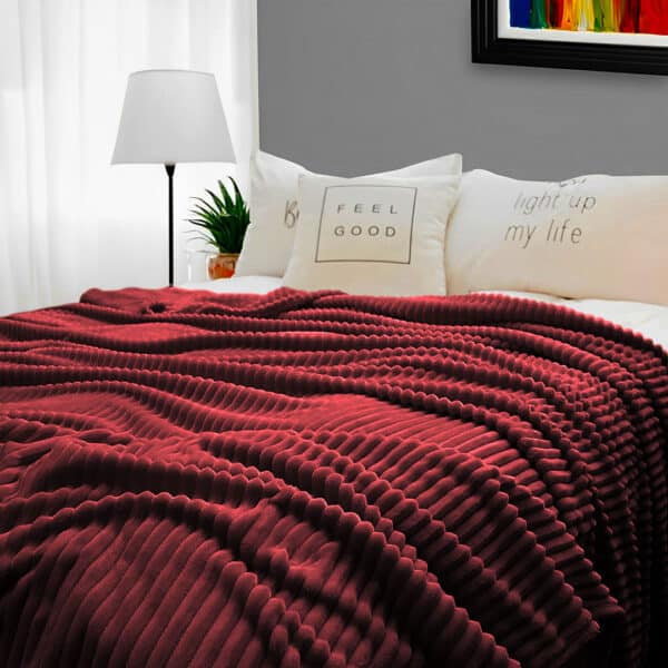 SOGA 2X Burgundy Throw Blanket - Image 8