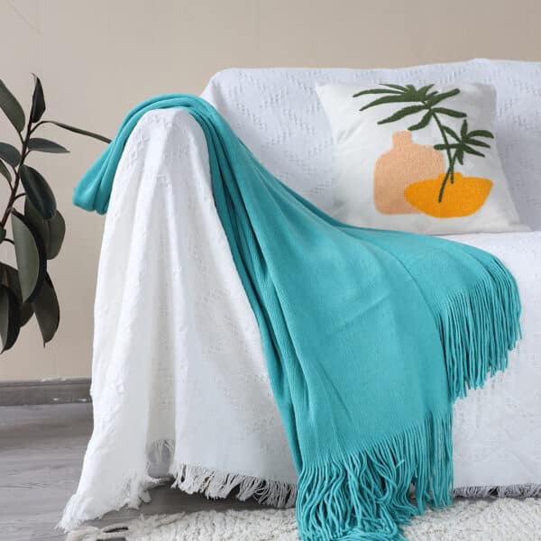 SOGA 2X Teal Acrylic Throw Blanket - Image 5