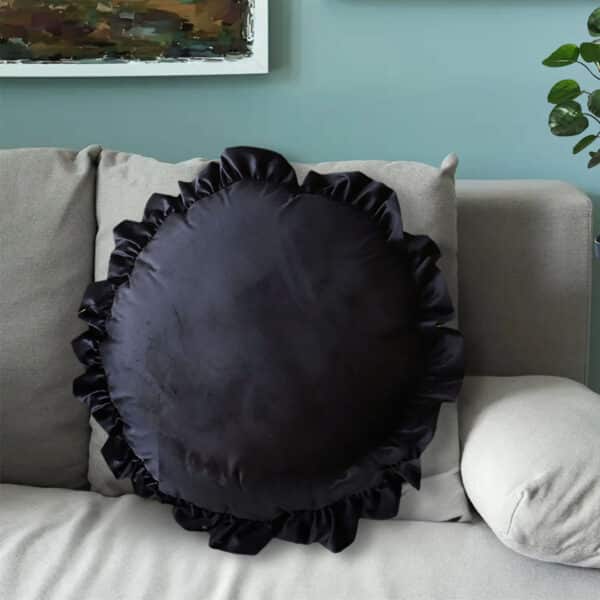 SOGA 45cm Butterfly Black Vintage Lotus Leaf Edge Round Throw Pillow - Image 6