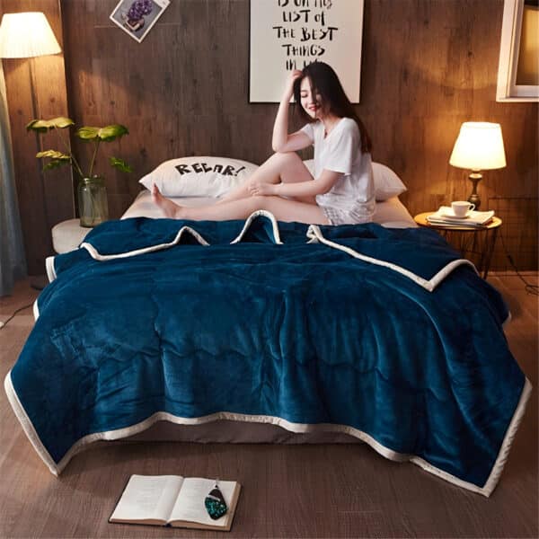 SOGA 2X Navy Blue Throw Blanket - Image 2