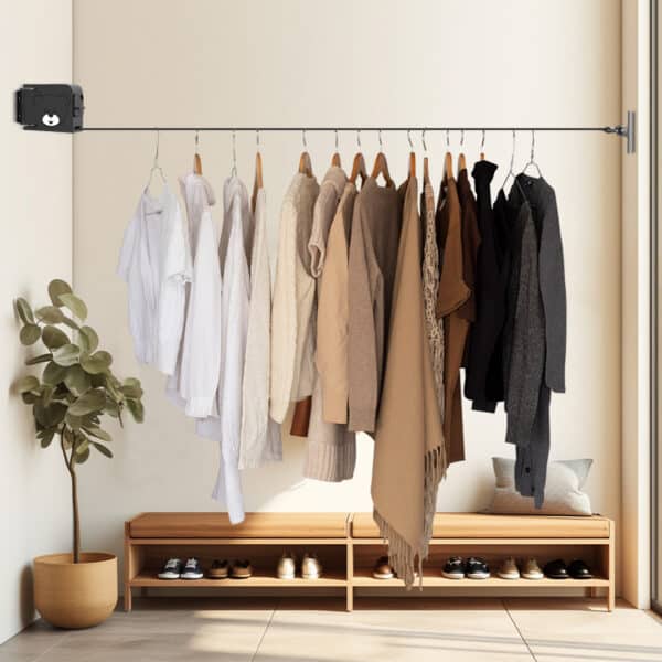 SOGA 160mm Wall-Mounted Clothes Line Dry Rack Retractable Space-Saving Foldable Hanger Black - Image 5