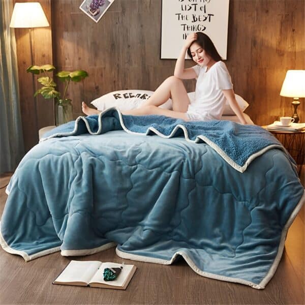 SOGA Lake Blue Throw Blanket Warm Cozy Double Sided Thick Flannel Coverlet Fleece Bed Sofa Comforter - Image 7