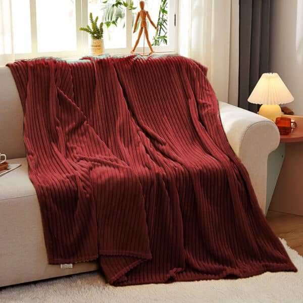 SOGA 2X Burgundy Throw Blanket - Image 7