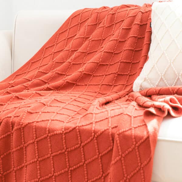 SOGA 2X Red Diamond Pattern Blanket - Image 2