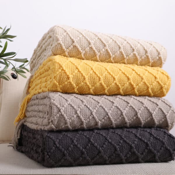 SOGA 2X Coffee Diamond Pattern Blanket - Image 2