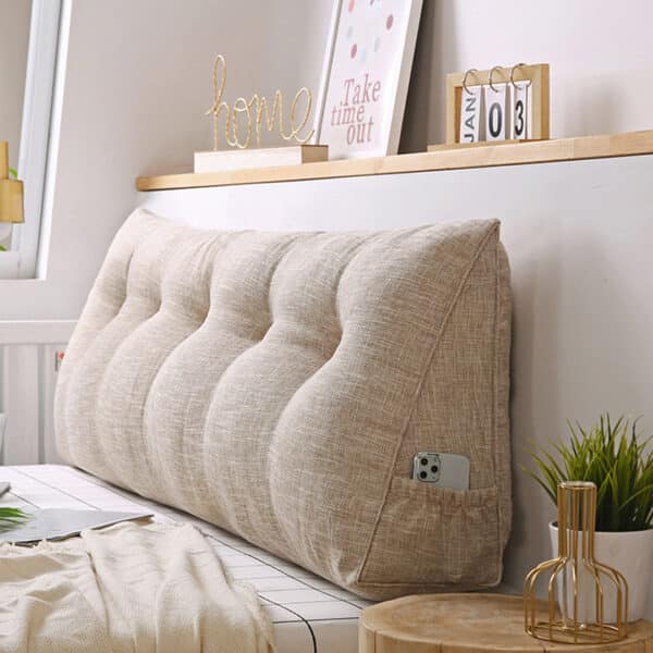 SOGA 100cm Beige Triangular Wedge Bed Pillow Headboard Backrest Bedside Tatami Cushion Home Decor - Image 4