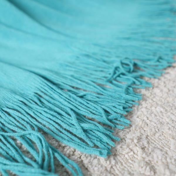 SOGA Teal Acrylic Knitted Throw Blanket - Image 3