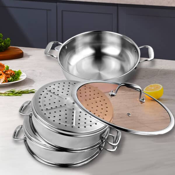 SOGA 2X 3 Tier 30cm Heavy Duty Stainless Steel Food Steamer - Image 8