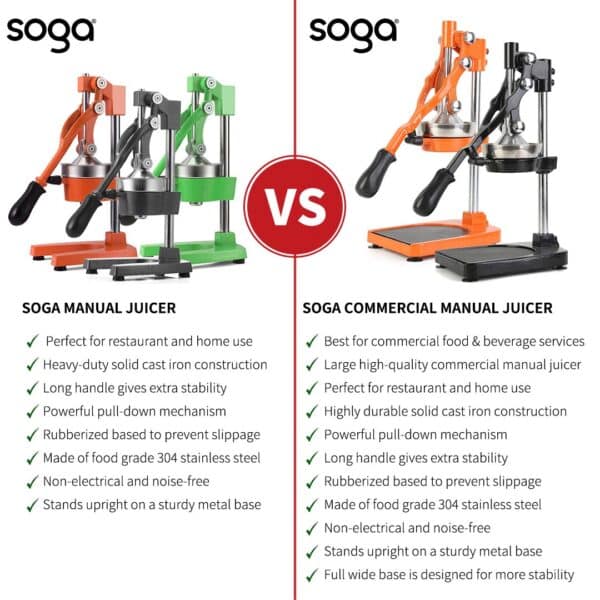 SOGA Commercial Manual Juicer Hand Press Juice Extractor Squeezer Orange Citrus Yellow - Image 5