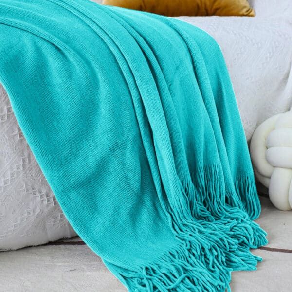 SOGA 2X Teal Acrylic Throw Blanket - Image 2