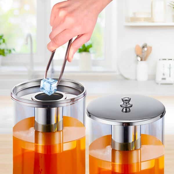 SOGA 6L Dual Silver Stainless Steel Beverage Dispenser Ice Cylinder Clear Juicer Hot Cold Water Jug - Image 6