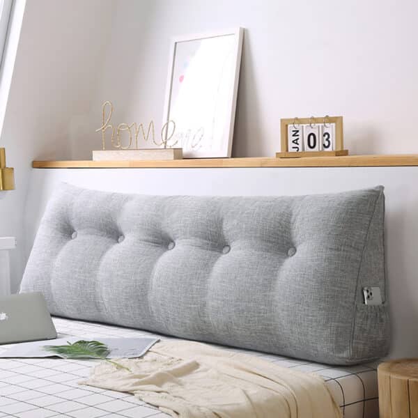 SOGA 100cm Silver Triangular Wedge Bed Pillow Headboard Backrest Bedside Tatami Cushion Home Decor - Image 2
