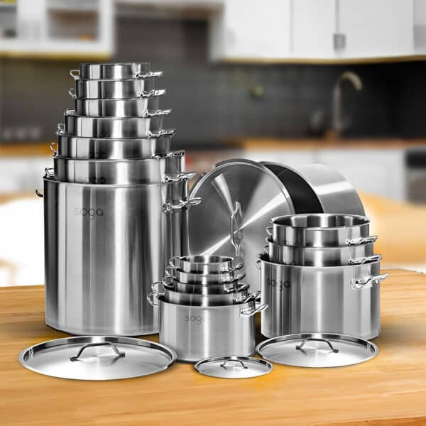 SOGA Stock Pot 12L Top Grade Thick Stainless Steel Stockpot 18/10 - Image 2