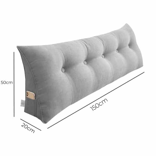 SOGA 150cm Silver Triangular Wedge Bed Pillow Headboard Backrest Bedside Tatami Cushion Home Decor - Image 2