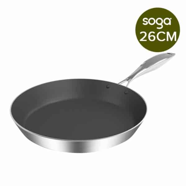 SOGA Stainless Steel Fry Pan 26cm Frying Pan Induction FryPan Non Stick Interior - Image 2