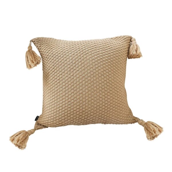 SOGA 50CM Light Brown Pillow with Tassel Accents, Rizzy Transitional Cover Throw Pillow - Image 6