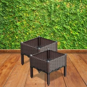 SOGA 2X 40cm Raised Planter Box Vegetable Herb Flower Outdoor Plastic Plants Garden Bed with Legs