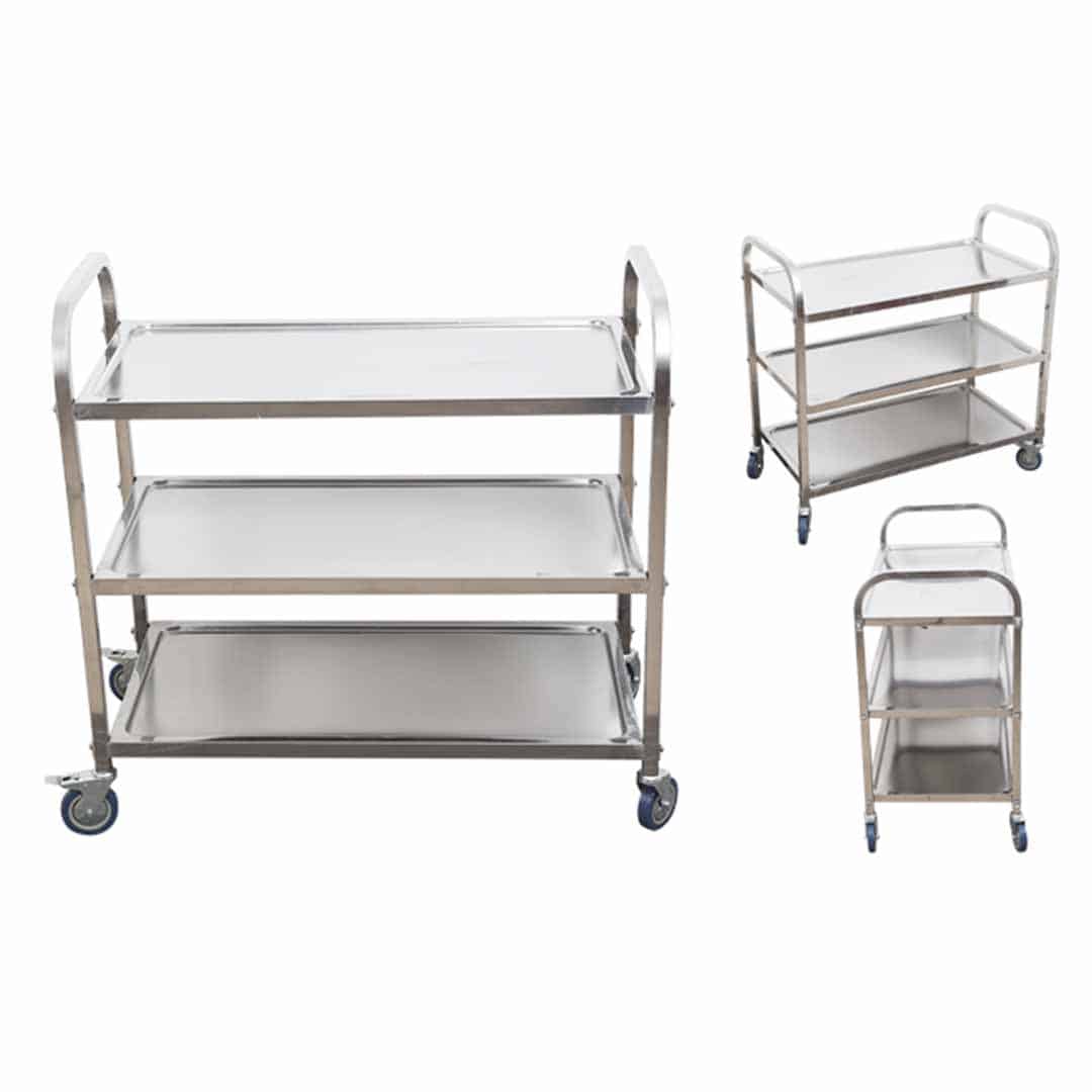 SOGA 3 Tier 95x50x95cm Stainless Steel Kitchen Dinning Food Cart Trolley Utility Size Large - Image 7