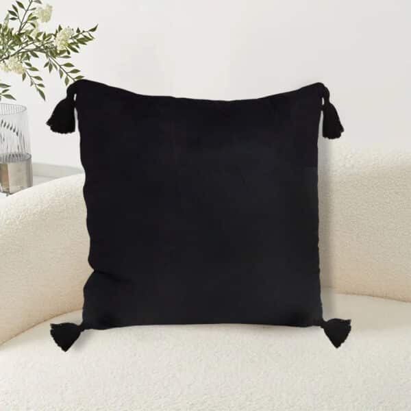 SOGA 45X Black Vintage Butterfly Pillow Tassel Velvet Square Throw Pillow