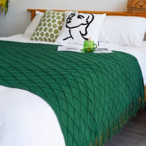 SOGA Green Diamond Pattern Knitted Throw Blanket