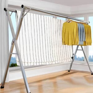 SOGA 2.0m Portable Standing Clothes Drying Rack Foldable Space-Saving Laundry Holder 3 Poles
