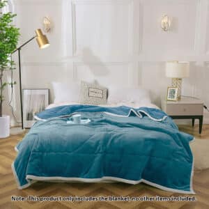SOGA Lake Blue Throw Blanket Warm Cozy Double Sided Thick Flannel Coverlet Fleece Bed Sofa Comforter