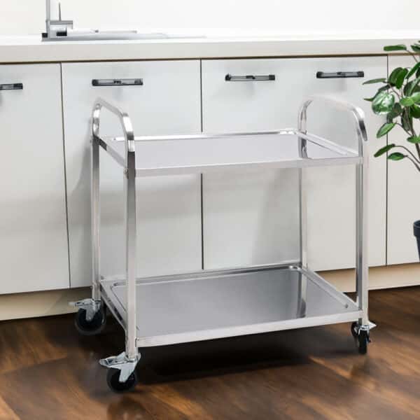 SOGA 2 Tier 85x45x90cm Stainless Steel Kitchen Dining Food Cart Trolley Utility Medium - Image 5