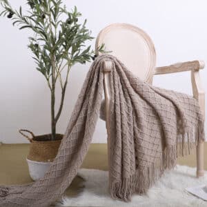 SOGA Coffee Diamond Pattern Knitted Throw Blanket