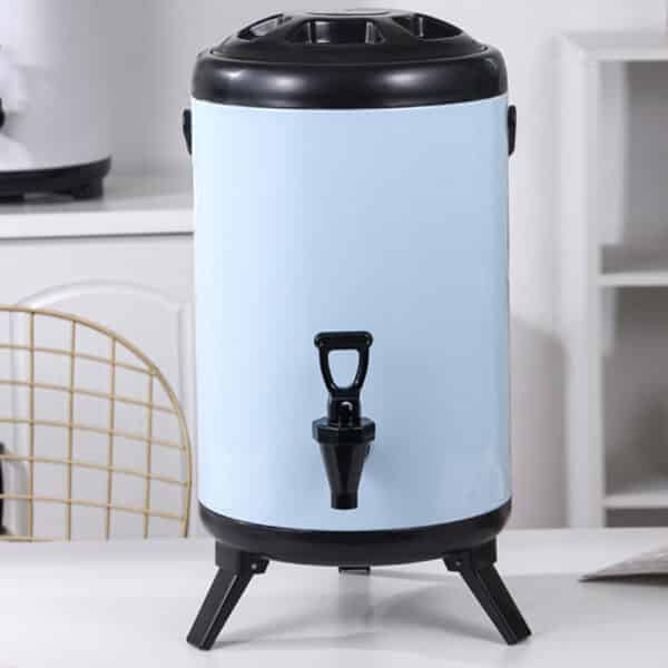SOGA 12L Stainless Steel Insulated Milk Tea Barrel Hot and Cold Beverage Dispenser Container with Faucet White
