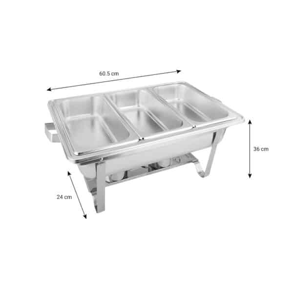 SOGA 3L Triple Tray Stainless Steel Chafing Food Warmer Catering Dish - Image 3