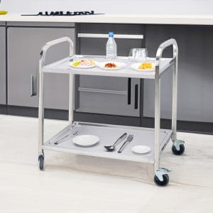 SOGA 2 Tier 85x45x90cm Stainless Steel Kitchen Dining Food Cart Trolley Utility Medium