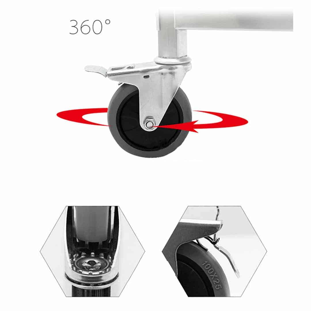 SOGA 3 Tier 95x50x95cm Stainless Steel Kitchen Dinning Food Cart Trolley Utility Size Large - Image 4