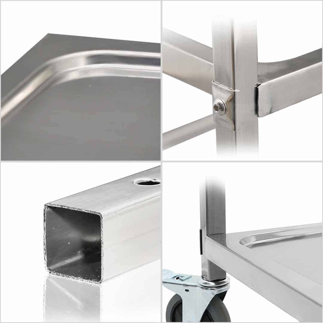 SOGA 3 Tier 95x50x95cm Stainless Steel Kitchen Dinning Food Cart Trolley Utility Size Large - Image 5