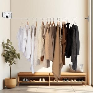 SOGA 160mm Wall-Mounted Clothes Line Dry Rack Retractable Space-Saving Foldable Hanger White