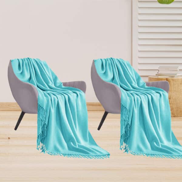 SOGA 2X Teal Acrylic Throw Blanket - Image 10