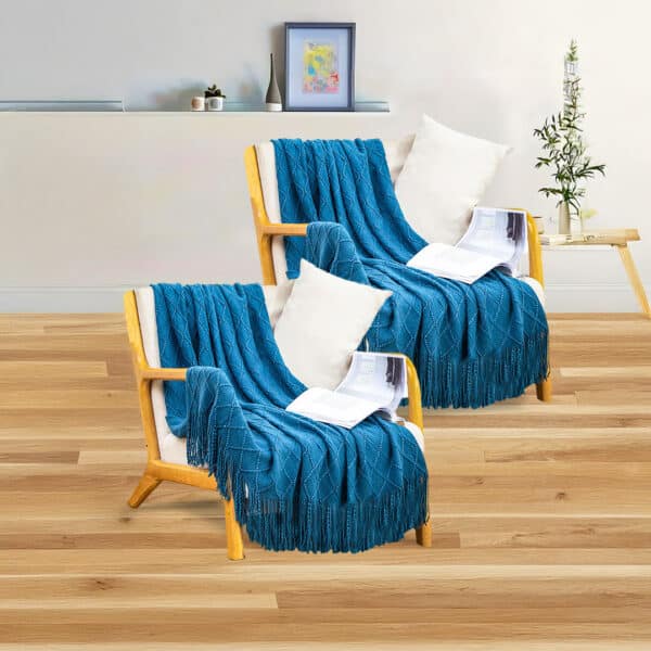 SOGA 2X Blue Diamond Pattern Blanket - Image 10