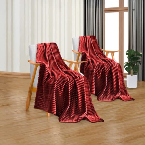 SOGA 2X Burgundy Throw Blanket - Image 13